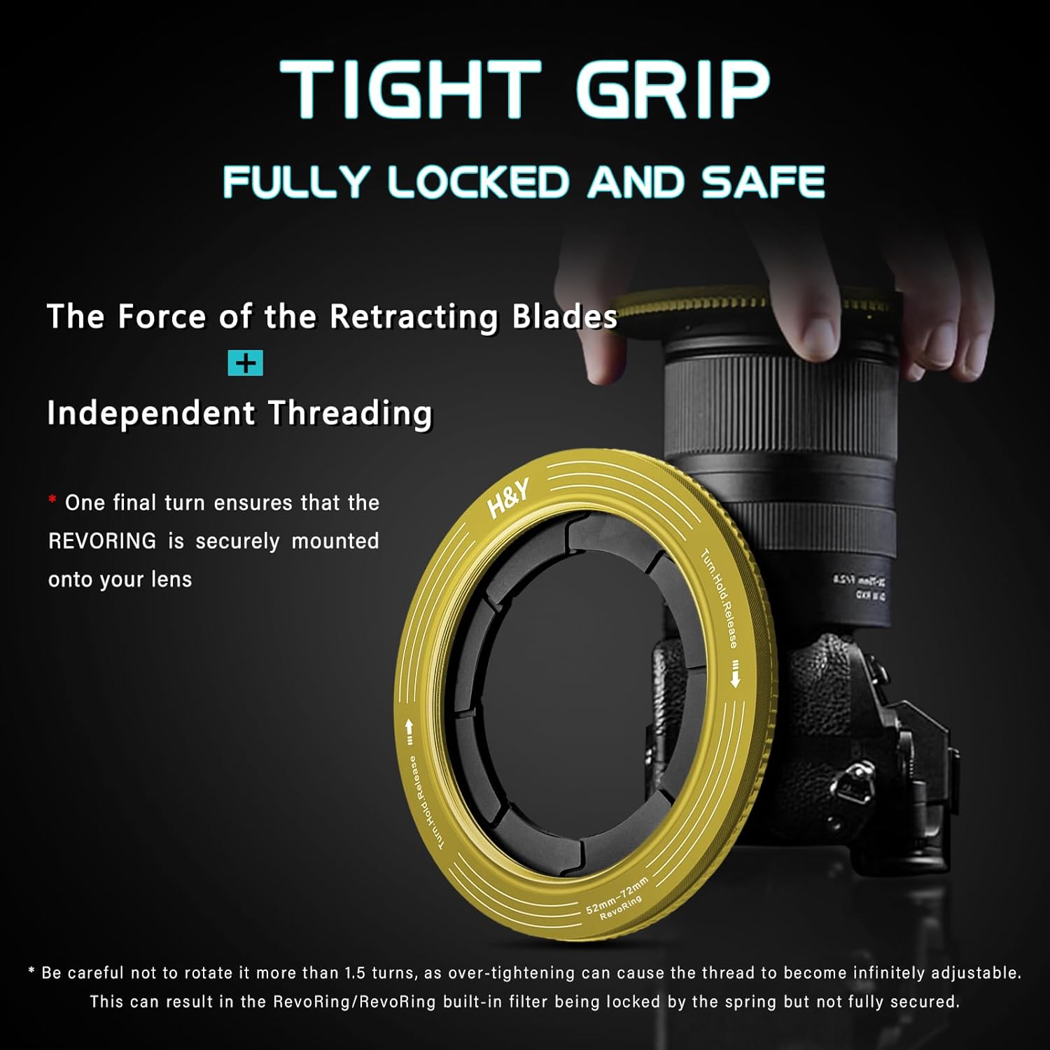 H&Y Filters RevoRing 52-72mm Variable Adapter for 77mm Filters - Yellow-Variable Lens Adapter Rings-Kudos Cameras