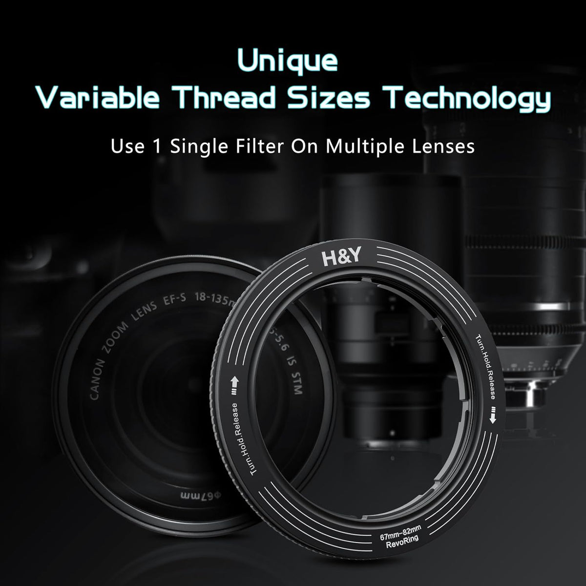H&Y Filters RevoRing 67-82mm Variable Adapter for 82mm Filters-Variable Lens Adapter Rings-Kudos Cameras