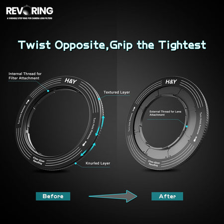 H&Y Filters RevoRing 67-82mm Variable Adapter for 82mm Filters-Variable Lens Adapter Rings-Kudos Cameras