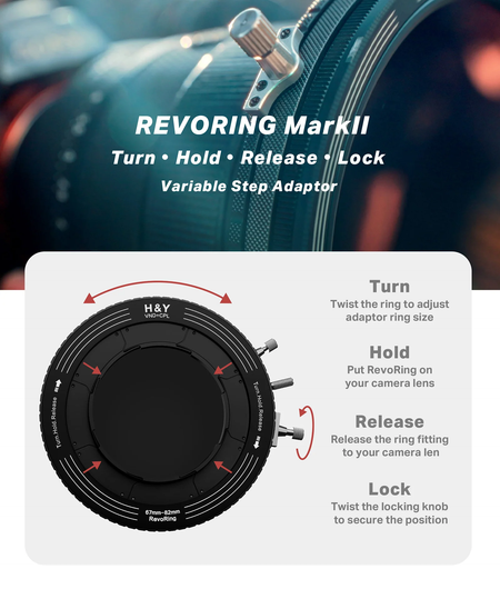 H&Y Filters RevoRing MKII Variable ND3-ND1000 & Circular Polarizer Filter (46-62mm)-Variable Lens Adapter VND+CPL Filter-H&Y Filters