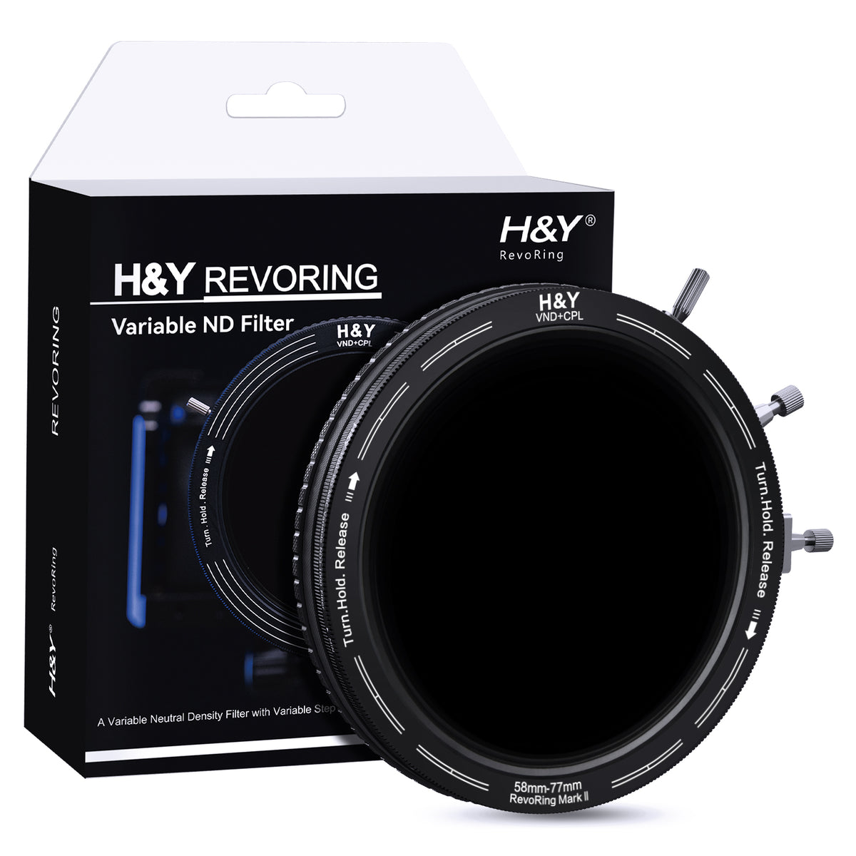 H&Y Filters RevoRing MKII Variable ND3-ND1000 & Circular Polarizer Filter (58-77mm)-Variable Lens Adapter VND+CPL Filter-Kudos Cameras