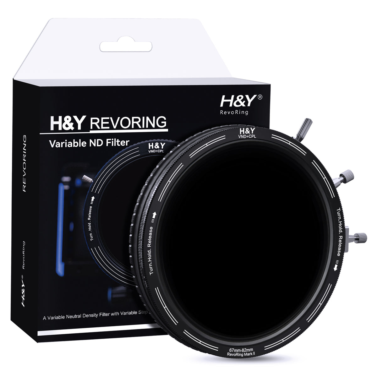 H&Y Filters RevoRing MKII Variable ND3-ND1000 & Circular Polarizer Filter (67-82mm)-Variable Lens Adapter VND+CPL Filter-Kudos Cameras