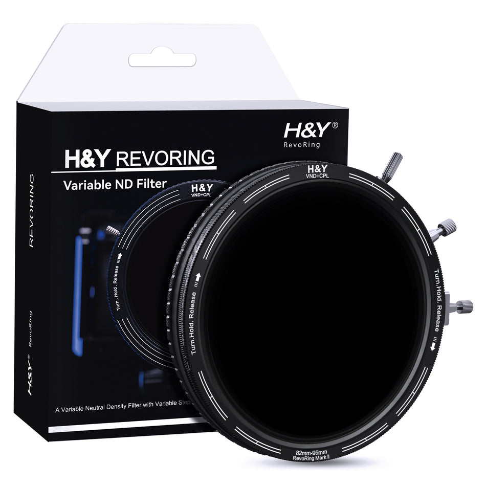 H&Y Filters RevoRing MKII Variable ND3-ND1000 & Circular Polarizer Filter (82-95mm)-Variable Lens Adapter VND+CPL Filter-H&Y Filters