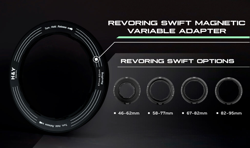 H&Y Filters RevoRing Swift Magnetic Variable Adapter Ring (58-77mm)-Variable Mag Lens Adapter Rings-Kudos Cameras
