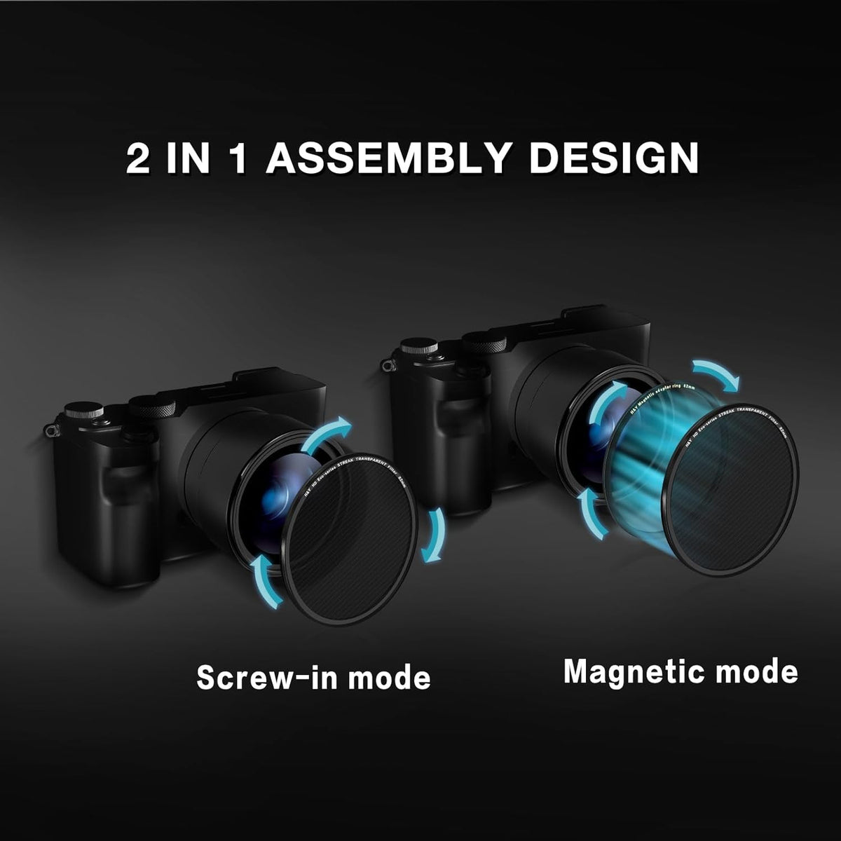 H&Y Filters Transparent Streak Magnetic Clip-on Filter for RevoRing 67-82mm-82mm Filters for Revo & Swift Rings-H&Y Filters