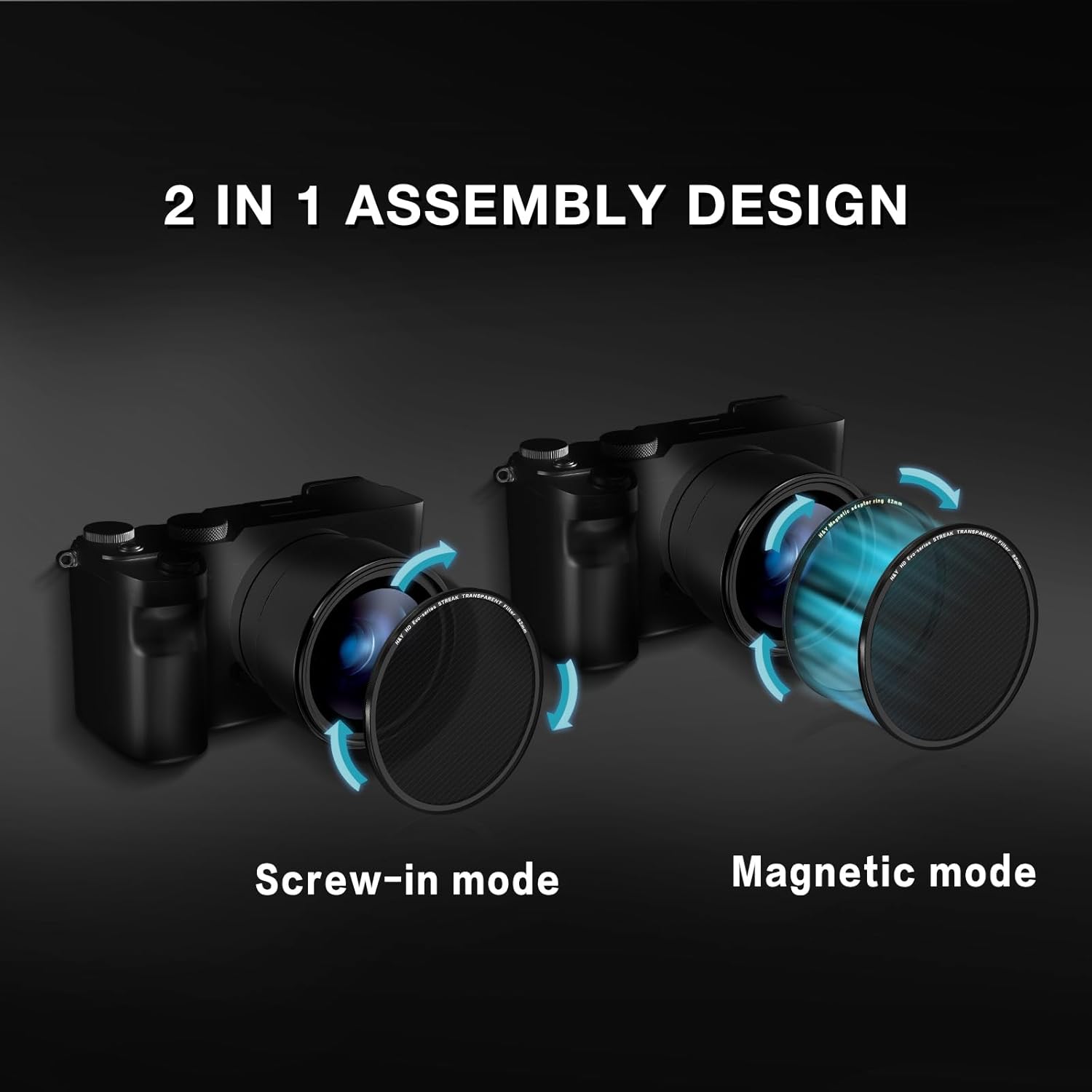 H&Y Filters Transparent Streak Magnetic Clip-on Filter for RevoRing 67-82mm-82mm Filters for Revo & Swift Rings-H&Y Filters