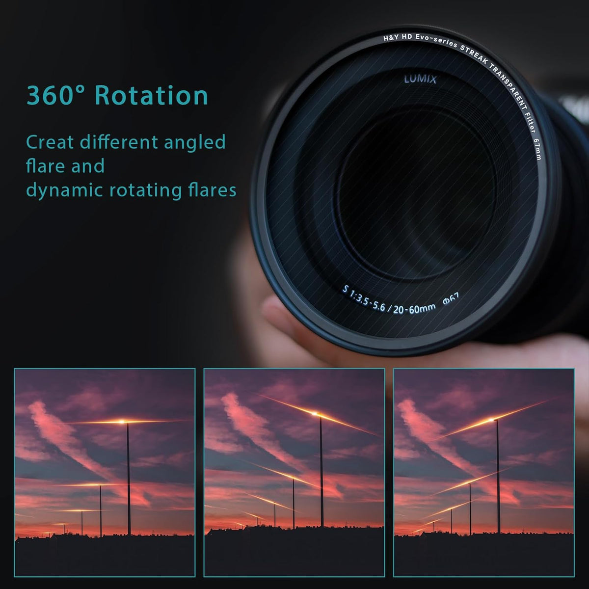 H&Y Filters Transparent Streak Magnetic Clip-on Filter for RevoRing 67-82mm-82mm Filters for Revo & Swift Rings-H&Y Filters