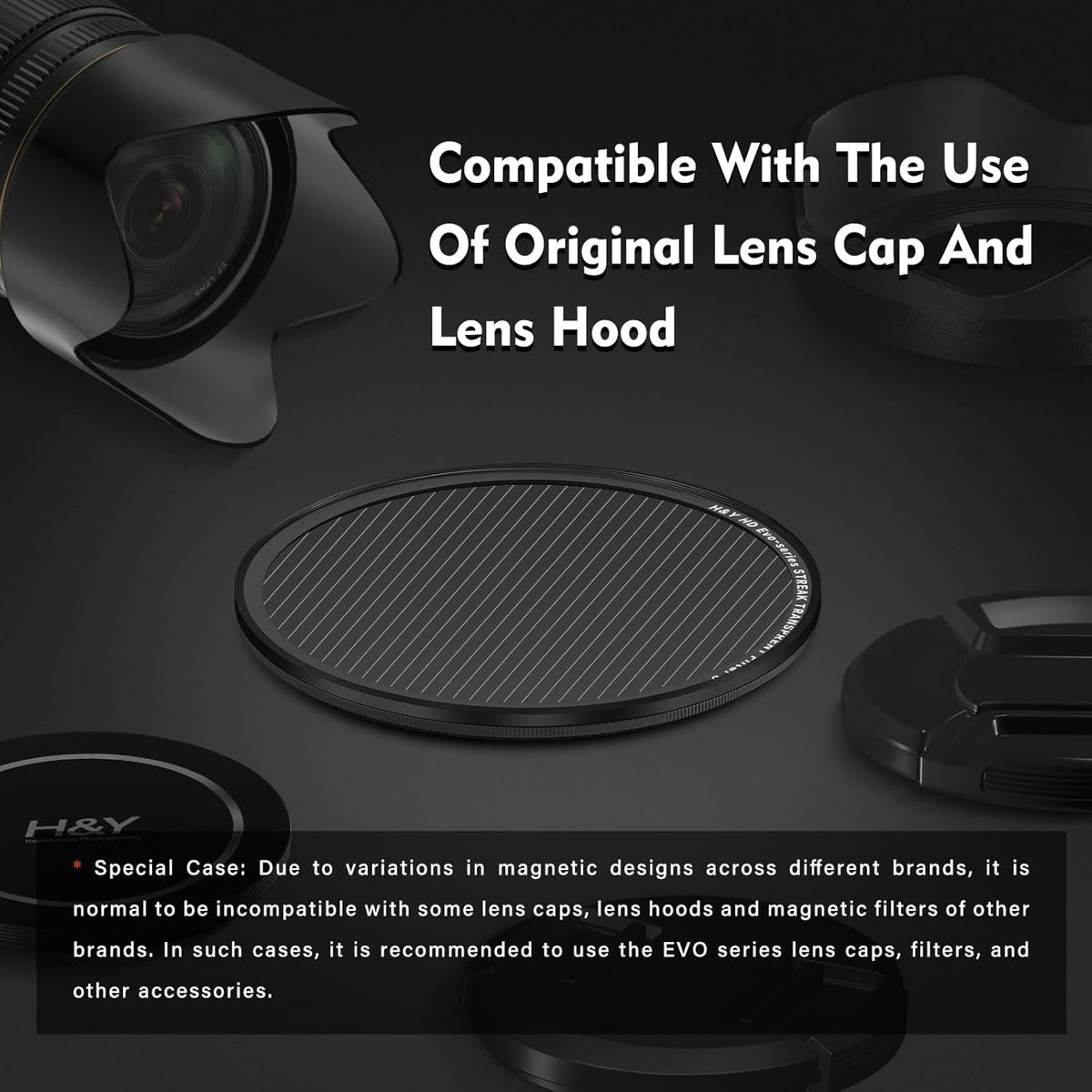 H&Y Filters Transparent Streak Magnetic Clip-on Filter for RevoRing 67-82mm-82mm Filters for Revo & Swift Rings-H&Y Filters