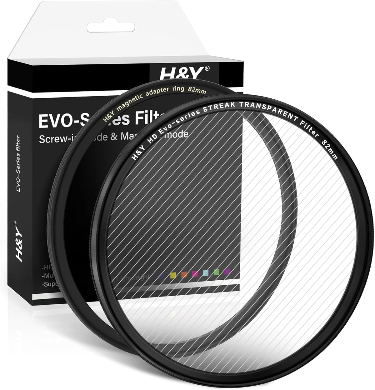 H&Y Filters Transparent Streak Magnetic Clip-on Filter for RevoRing 67-82mm-82mm Filters for Revo & Swift Rings-H&Y Filters