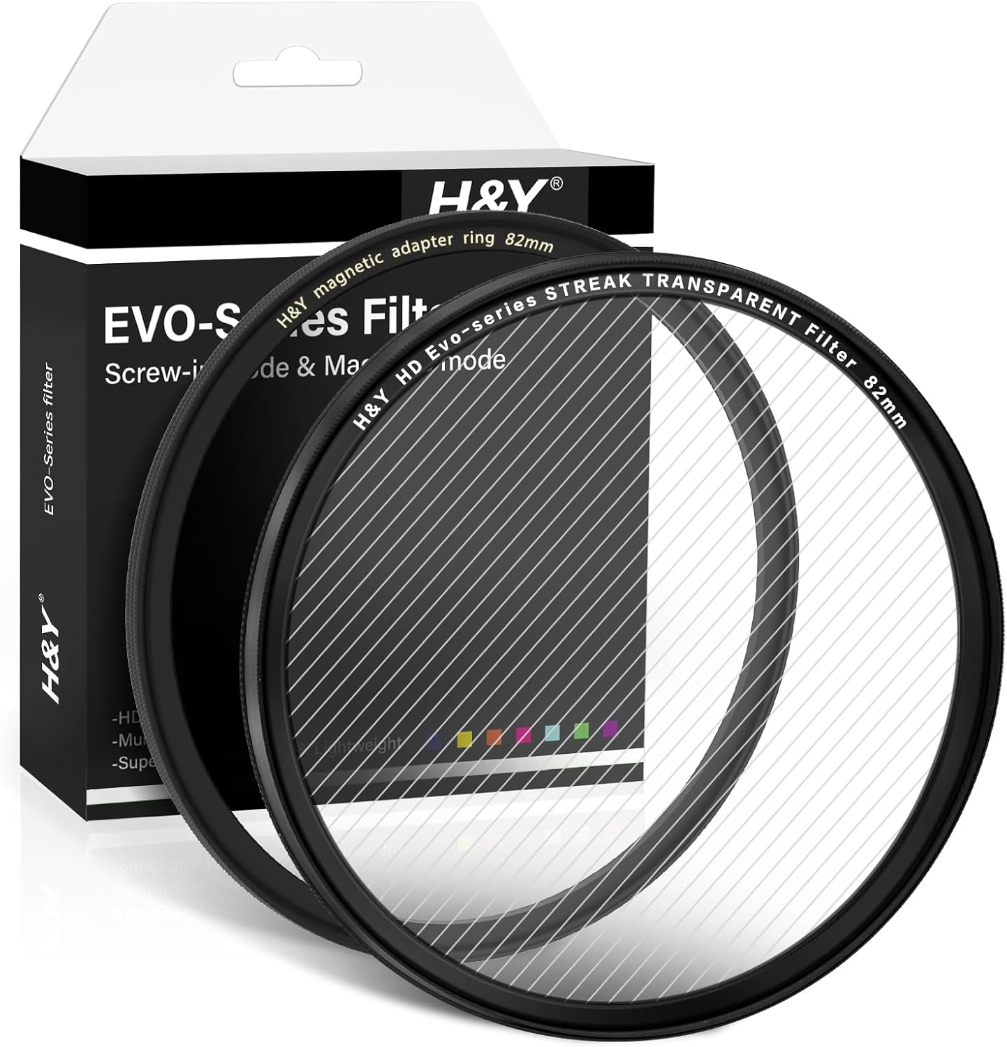 H&Y Filters Transparent Streak Magnetic Clip-on Filter for RevoRing 67-82mm-82mm Filters for Revo & Swift Rings-H&Y Filters