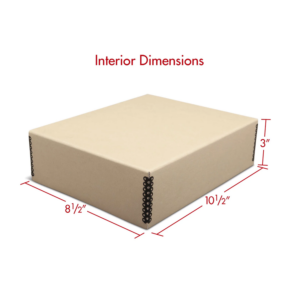 Print File TDF8103 Tan Drop-Front Metal Edge Archival Box 8-1/2x10-1/2x3