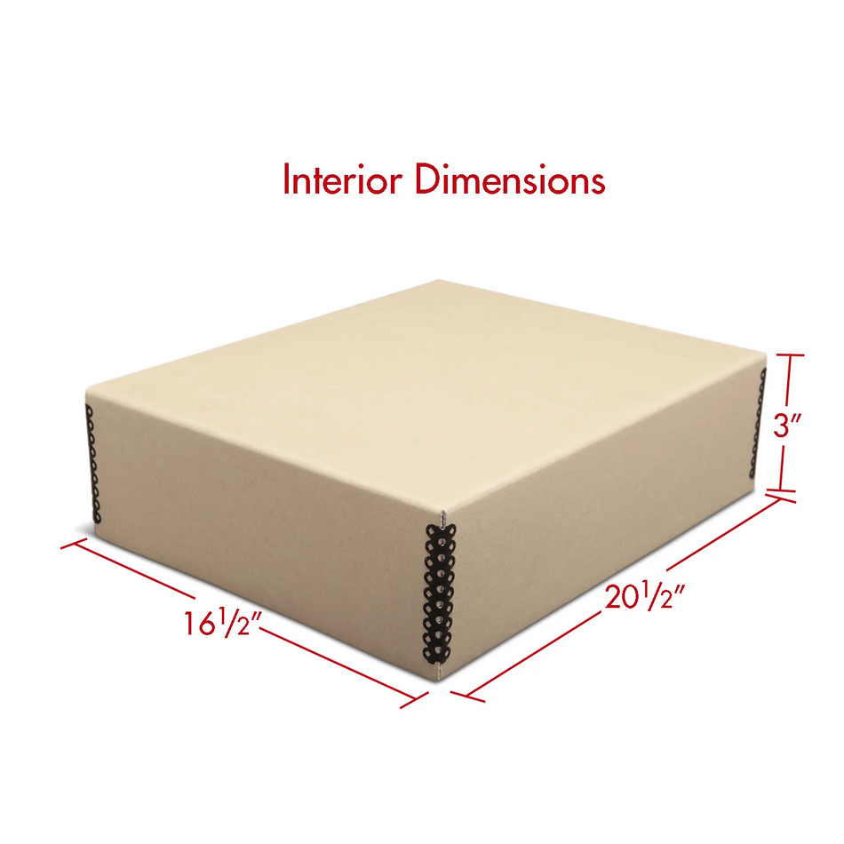 Print File TDF16203 Tan Drop-Front Metal Edge Archival Box 16-1/2x20-1/2x3