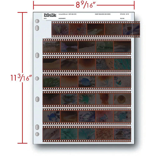 -Print File Archival 35-7B Negative Storage Pages for 35mm Film (100 Pack)-Negative Sleeves-Print File