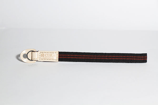 CURA CSS-200BK/RD  3i Braided Silk Lanyard Patch Leather (20 cm) Black/Red