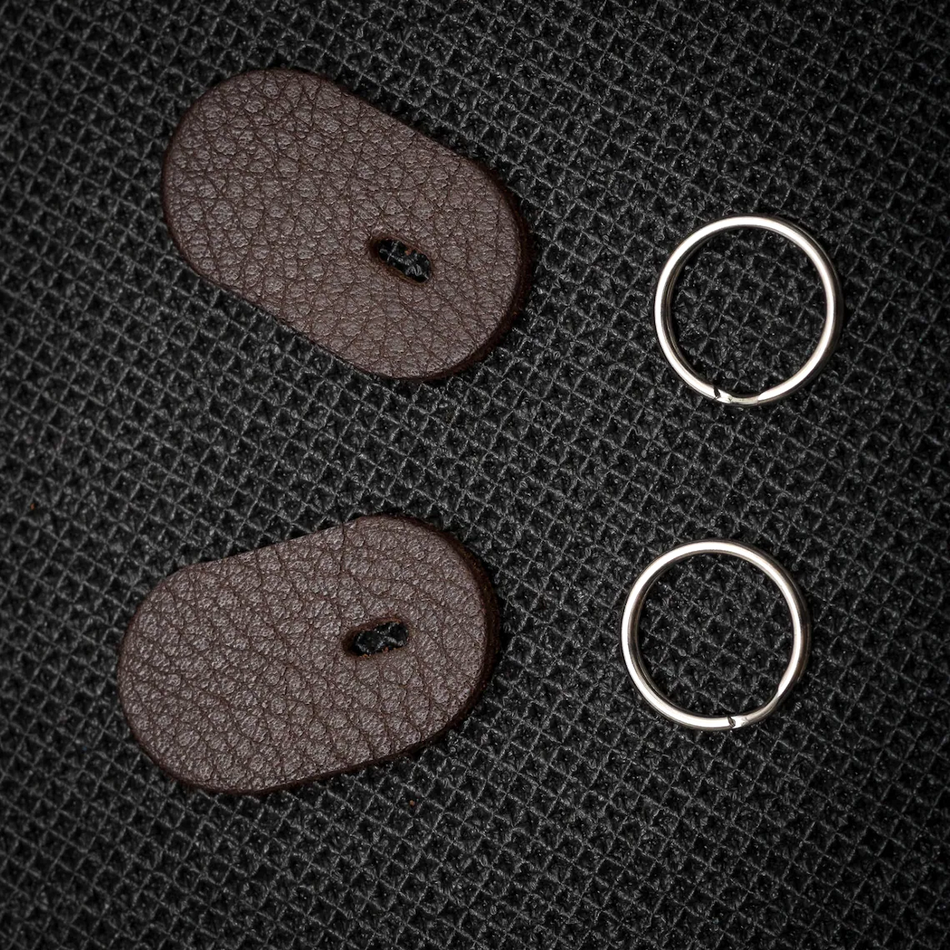 DeadCameras Black Elongated Leather Strap Protectors & 16mm Split Rings