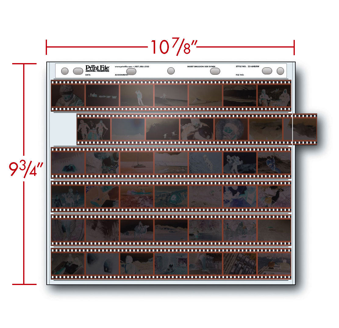 -Print File Archival 35-6HBXW Negative Storage Pages for 35mm Film (100 Pack)-Negative Sleeves-Print File