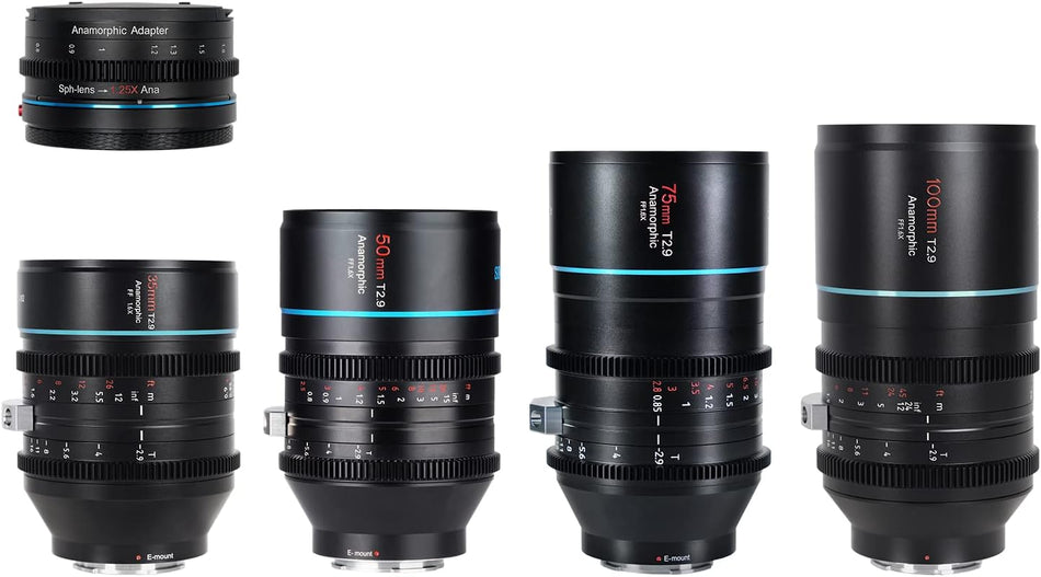 SIRUI Venus 35mm/50mm/75mm/100mm T2.9 1.6x Full-Frame Anamorphic 4-Lens Set with 1.25x Anamorphic Adapter - Nikon Z