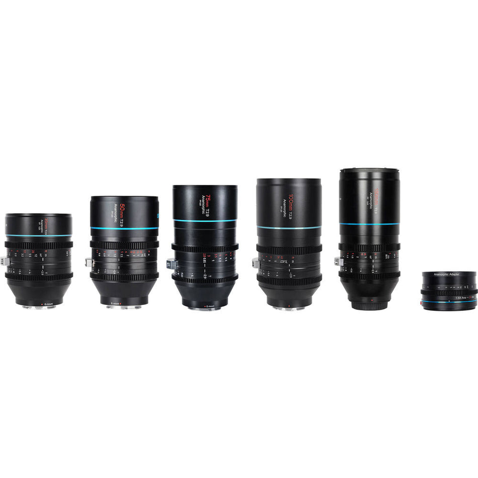 SIRUI Venus 35mm/50mm/75mm/100mm/150mm T2.9 1.6x Full-Frame Anamorphic 5-Lens Set with 1.25x Anamorphic Adapter - Nikon Z