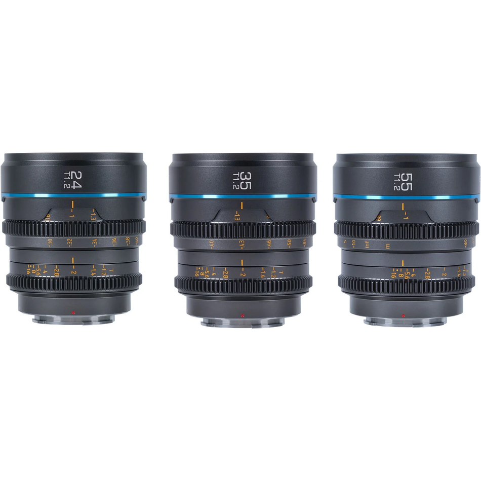 SIRUI Night Walker 24mm/35mm/55mm T1.2 S35 Cine 3-Lens Set (Gunmetal Grey) - L Mount