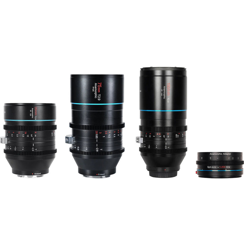 SIRUI Venus 35mm/75mm/150mm T2.9 1.6x Full-Frame Anamorphic 3-Lens Set with 1.25x Anamorphic Adapter - Sony E