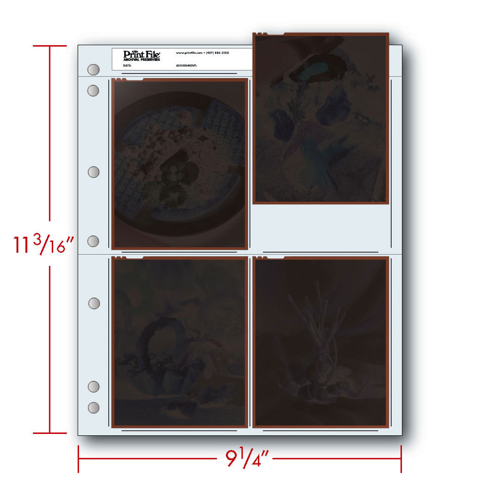 Print File Archival 45-4B Negative Storage Pages for 4x5" Film (25 Pack)