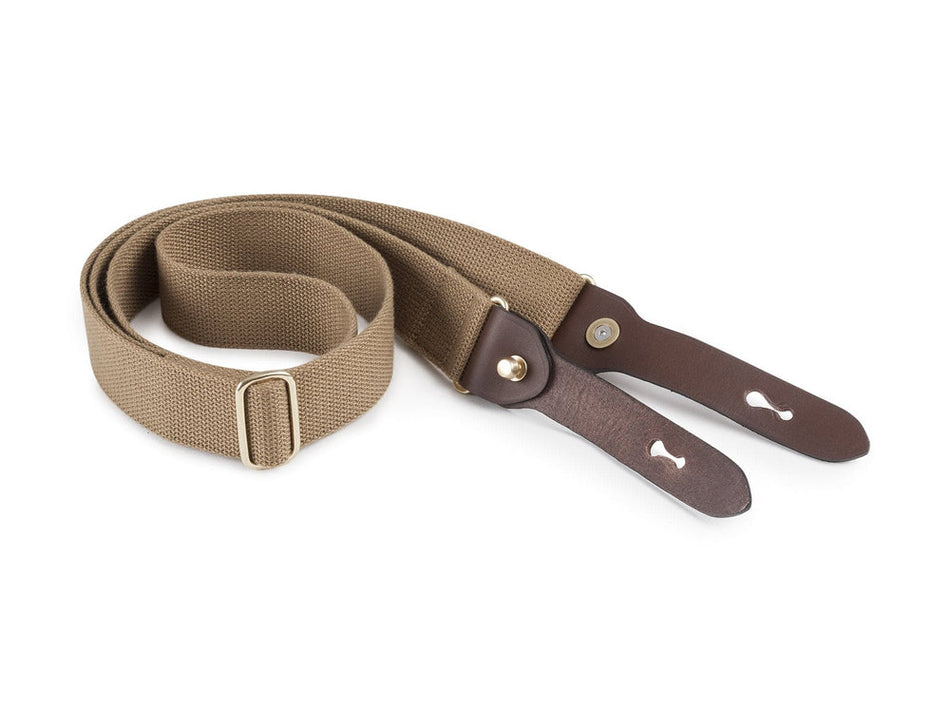 Billingham HP Shoulder Sling 38mm - Khaki / Chocolate Leather (Brass Studs)