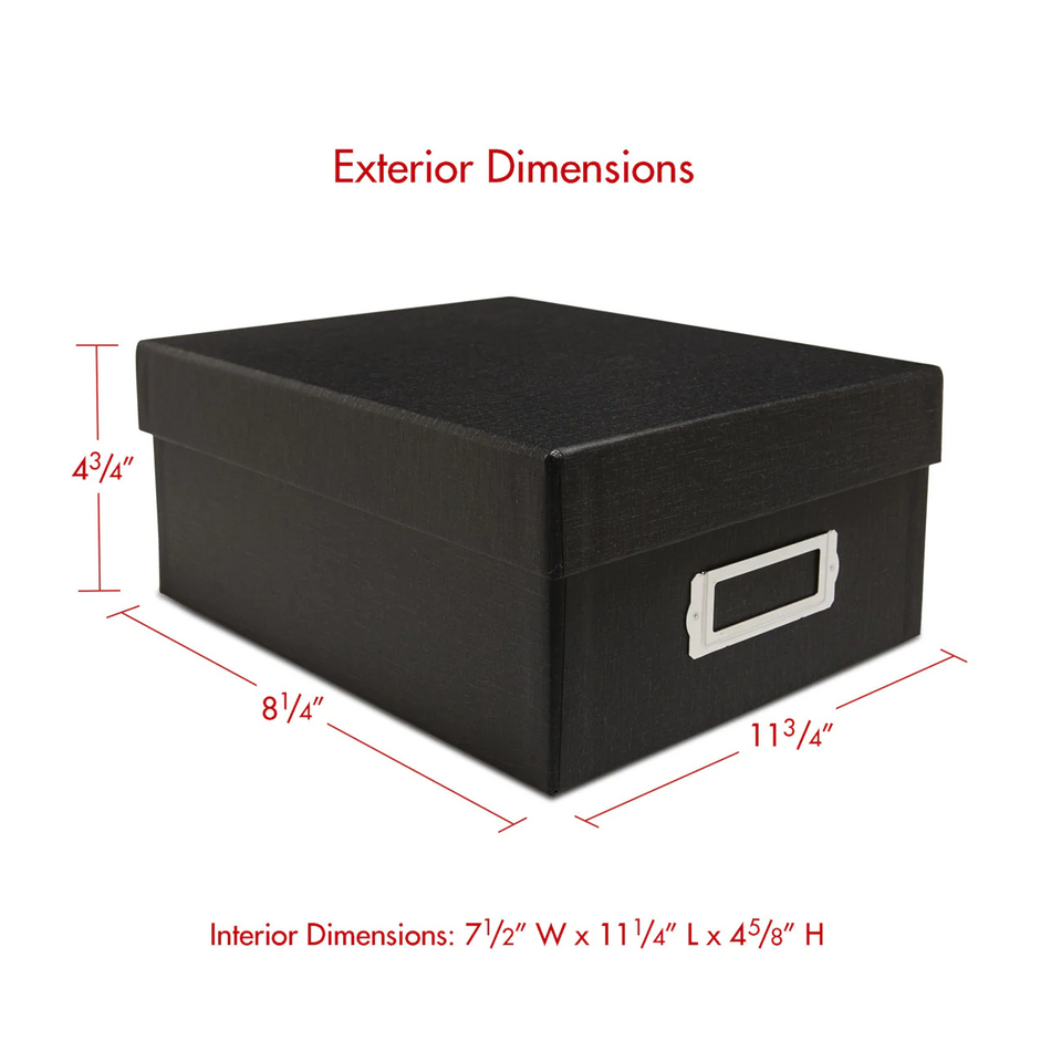 Print File PH46BLK Black Photo Storage Box 7-1/2x4/5/8x11-1/4