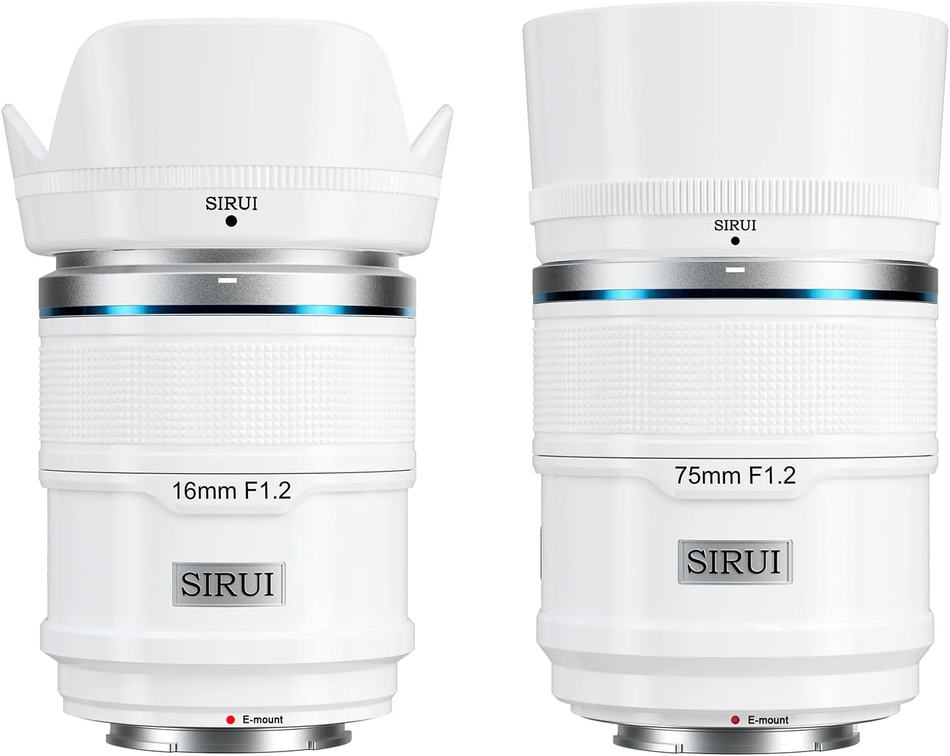 SIRUI Sniper 16mm/75mm f1.2 AF 2-Lens Set (White) - Fujifilm X