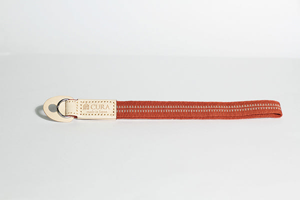CURA CSS-200RD/SV  3i Braided Silk Lanyard Patch Leather (20 cm) Red/Silver