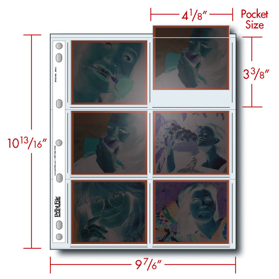 Print File Archival EM-6 Negative Storage Pages for Polaroid Type 665 (100 Pack)