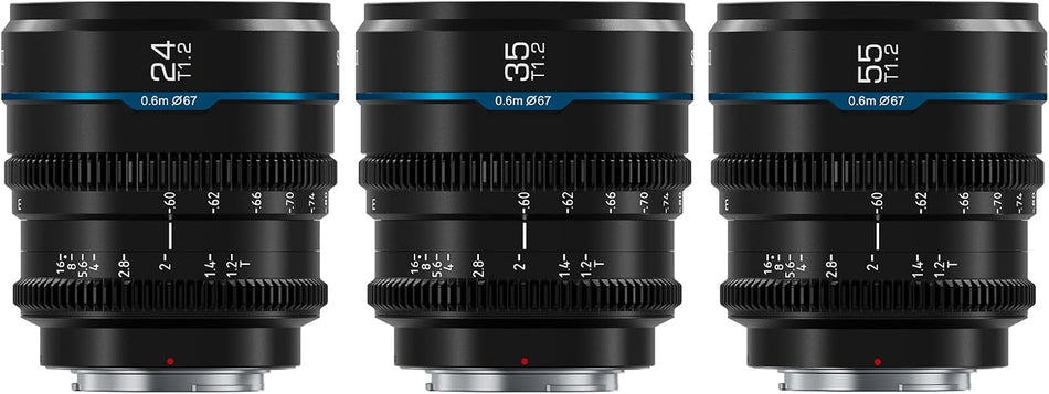 SIRUI Night Walker 24mm/35mm/55mm T1.2 S35 Cine 3-Lens Set (Black) - Fujifilm X