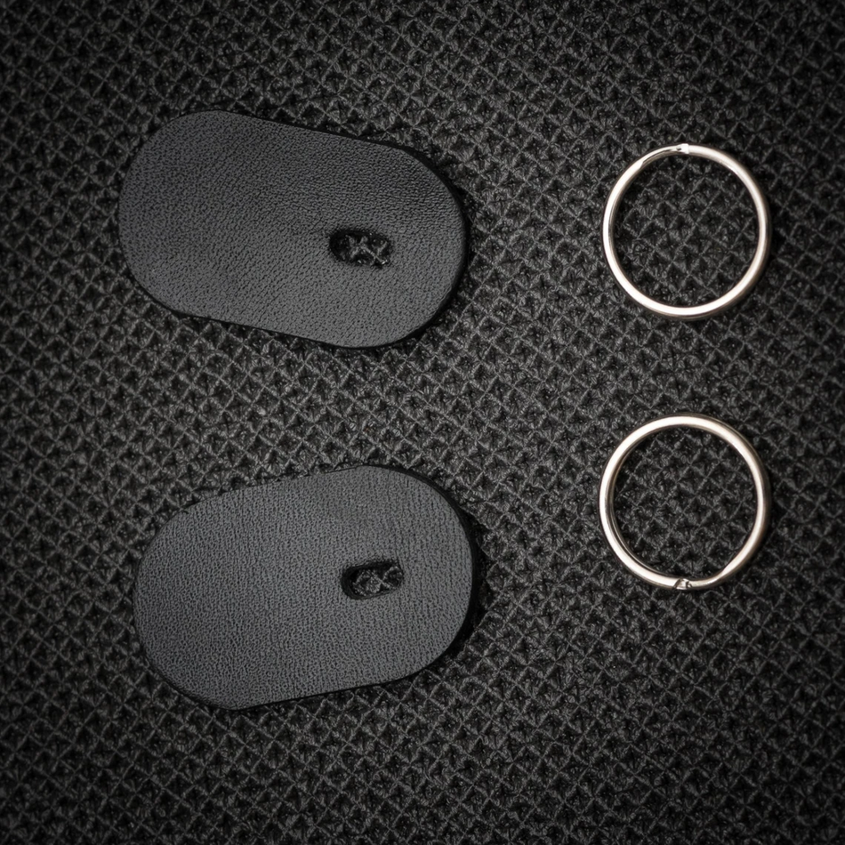 DeadCameras Black Elongated Leather Strap Protectors & 16mm Split Rings