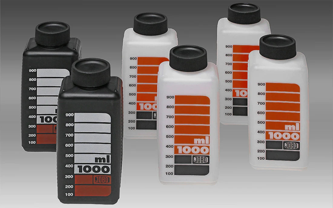 JOBO 3300 Scaled Storage Bottle Kit 1000ml (6 Pack) - 4 x White, 2 x Black-Film Processor Accessories-JOBO