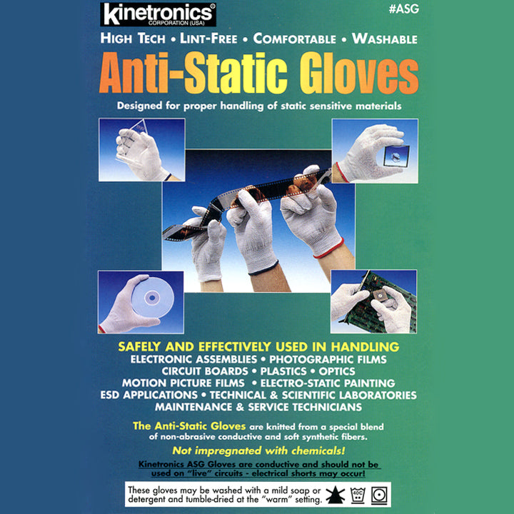Kinetronics ASG-M Anti-Static Gloves - Medium (1 Pair)-Darkroom Accessories-Kudos Cameras