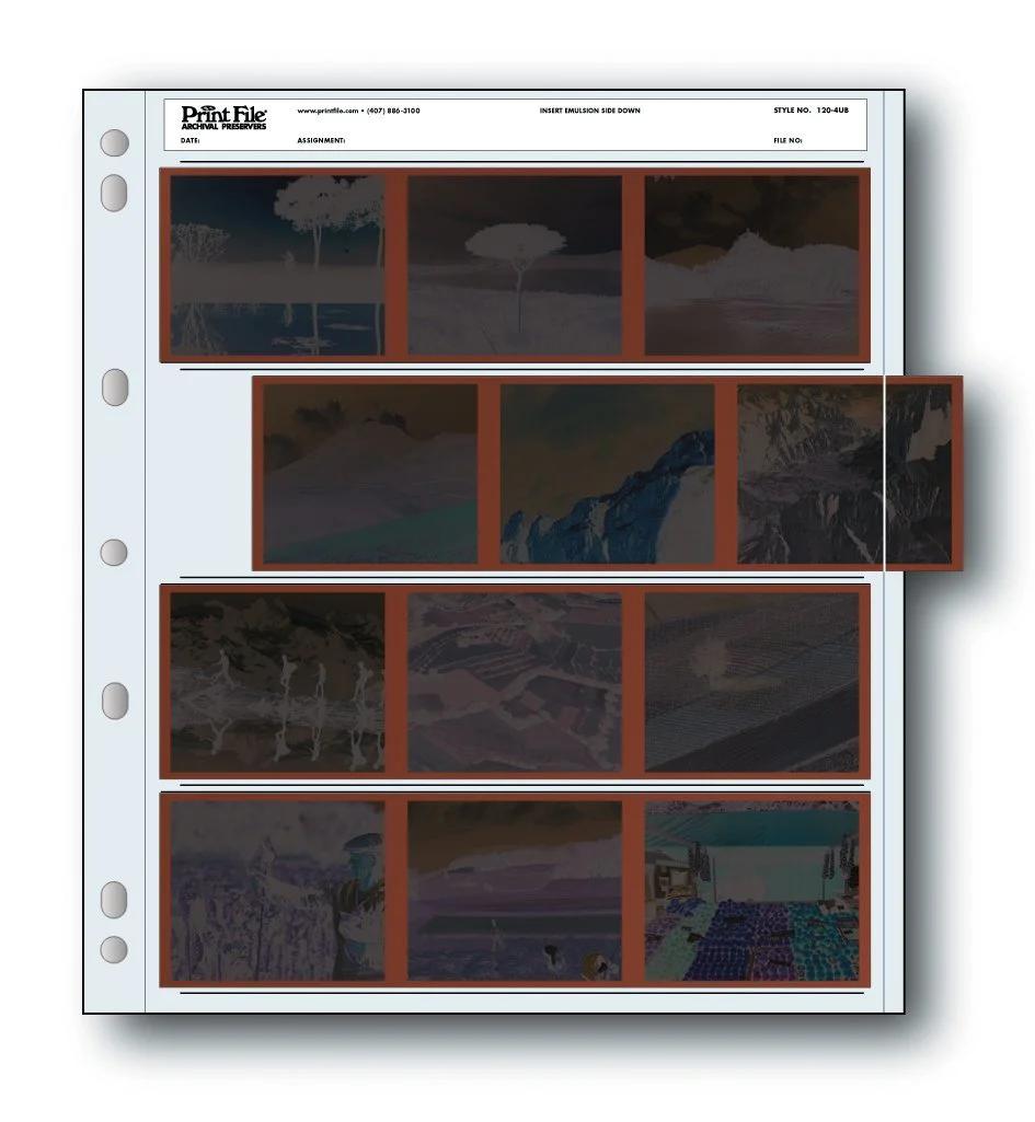 Print File 120-4UB pack of 100 for 4 - 120 strips - 6 x 7 cm - total 12 frames-Negative Sleeves-Kudos Cameras