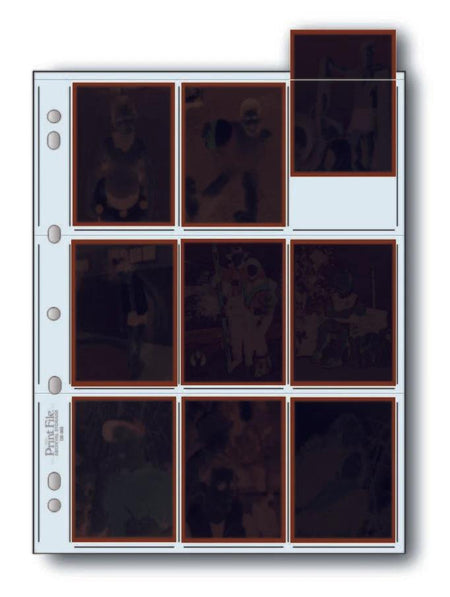 Print File 120-9HB pack of 100 for 9 - 120 single frames up to 6 x 7 cm for 18 sports cards-Negative Sleeves-Kudos Cameras
