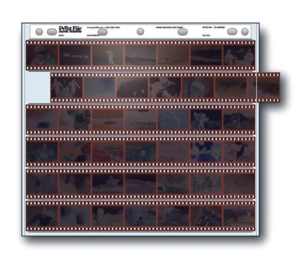 Print File 35-6HBXW pack of 100 for 6 - 35mm strips - total 42 frames-Negative Sleeves-Kudos Cameras