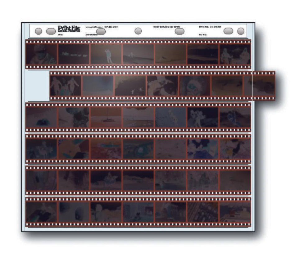 Print File 35-6HBXW pack of 100 for 6 - 35mm strips - total 42 frames-Negative Sleeves-Kudos Cameras