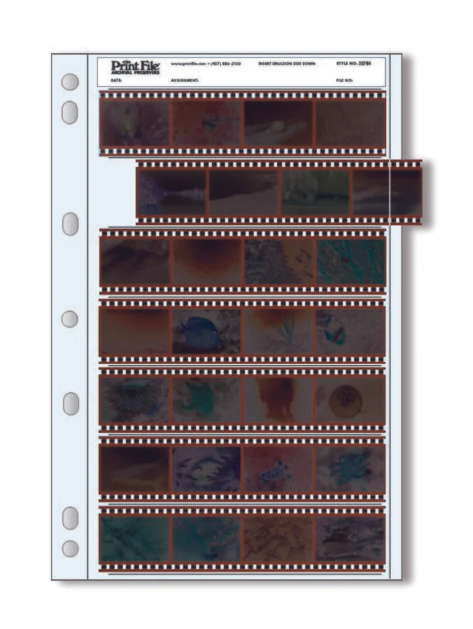 Print File 35-7B4 pack of 25 for 7 - 35mm strips - total 28 frames Clear-Negative Sleeves-Kudos Cameras