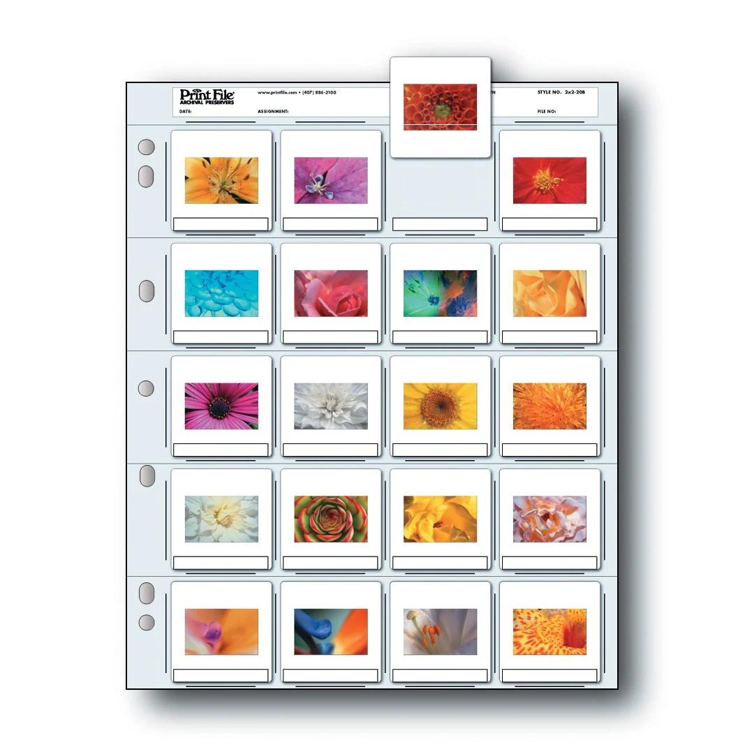 Print File Archival 2x2-20B Slide Preservers (Printed) - Holds 20 x 35mm Slides (100 Pack)-Slide Preservers-Kudos Cameras