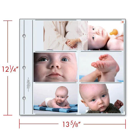 Print File Archival 4612SC12 Album Pages - Extra Large (Clear) for 12 Prints - 4 x 6" (12 Pack)-12x12 Post Bound Scrapbooks-Kudos Cameras