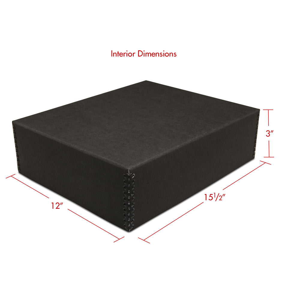 Print File Archival BDF12153 Drop-Front Metal Edge Storage Box - 12 x 15 x 3" (Black)-Metal Edge Boxes Black Drop Front-Kudos Cameras