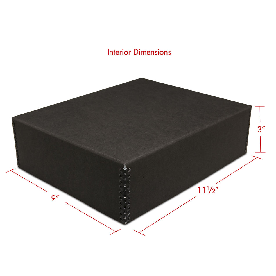 Print File Archival BDF8113 Drop-Front Metal Edge Storage Box - 8.5 x 11 x 3" (Black)-Metal Edge Boxes Black Drop Front-Kudos Cameras