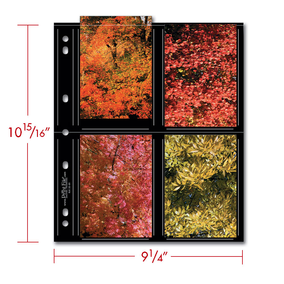 Print File Archival BLK 35-8S Album Pages - Standard (Black) for 8 Prints - 3.5 x 5" (25 Pack)-Premium Archival Albums & Black Album Pages-Kudos Cameras