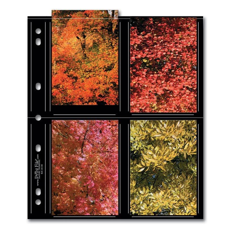 Print File Archival BLK 35-8S Album Pages - Standard (Black) for 8 Prints - 3.5 x 5" (25 Pack)-Premium Archival Albums & Black Album Pages-Kudos Cameras