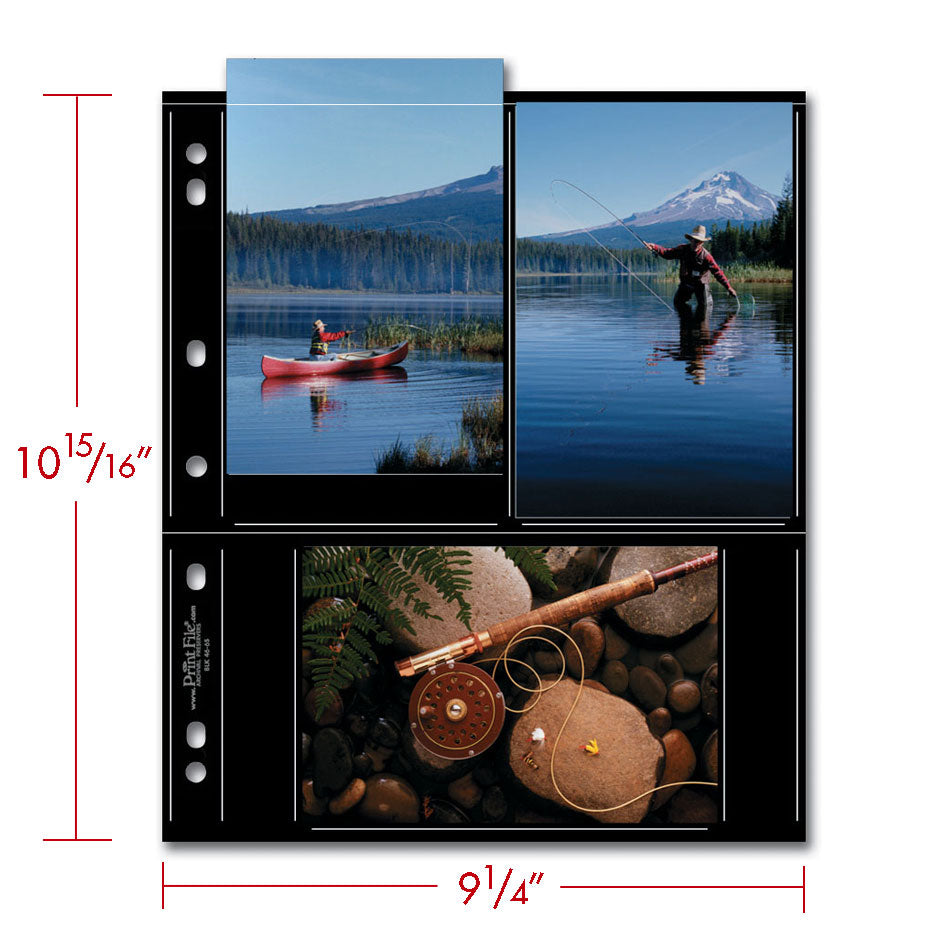 Print File Archival BLK 46-6S Album Pages - Standard (Black) for 6 Prints - 4 x 6" (25 Pack)-Premium Archival Albums & Black Album Pages-Kudos Cameras