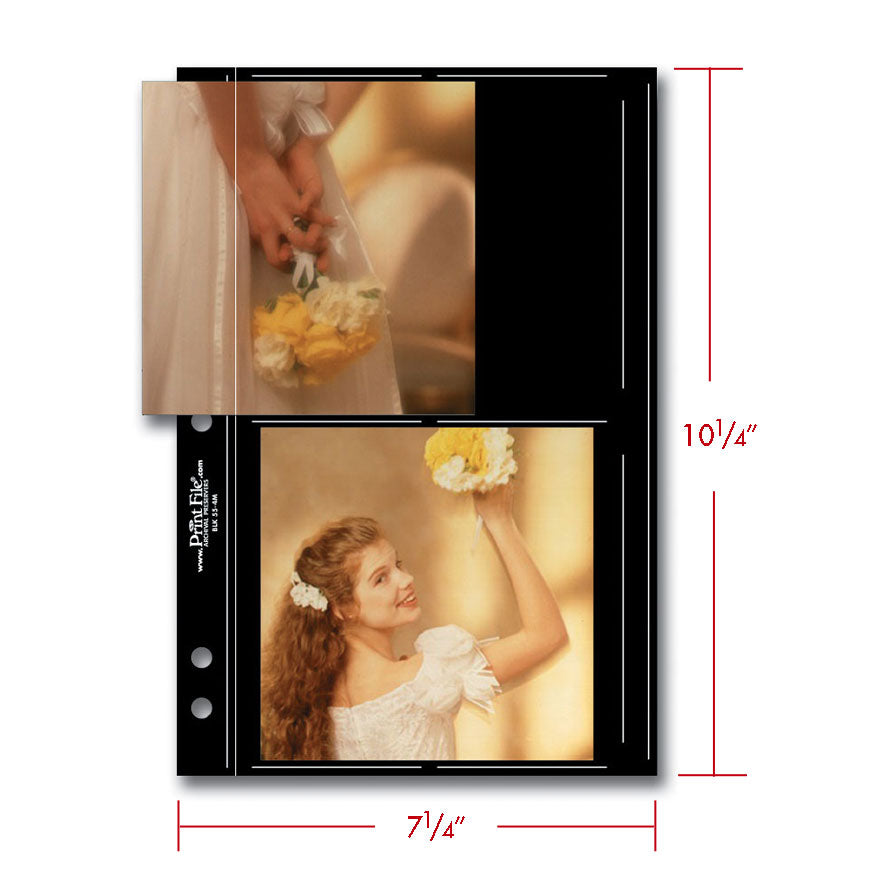 Print File Archival BLK 55-4M Album Pages - Medium (Black) for 4 Prints - 5 x 5" (25 Pack)-Premium Archival Albums & Black Album Pages-Kudos Cameras
