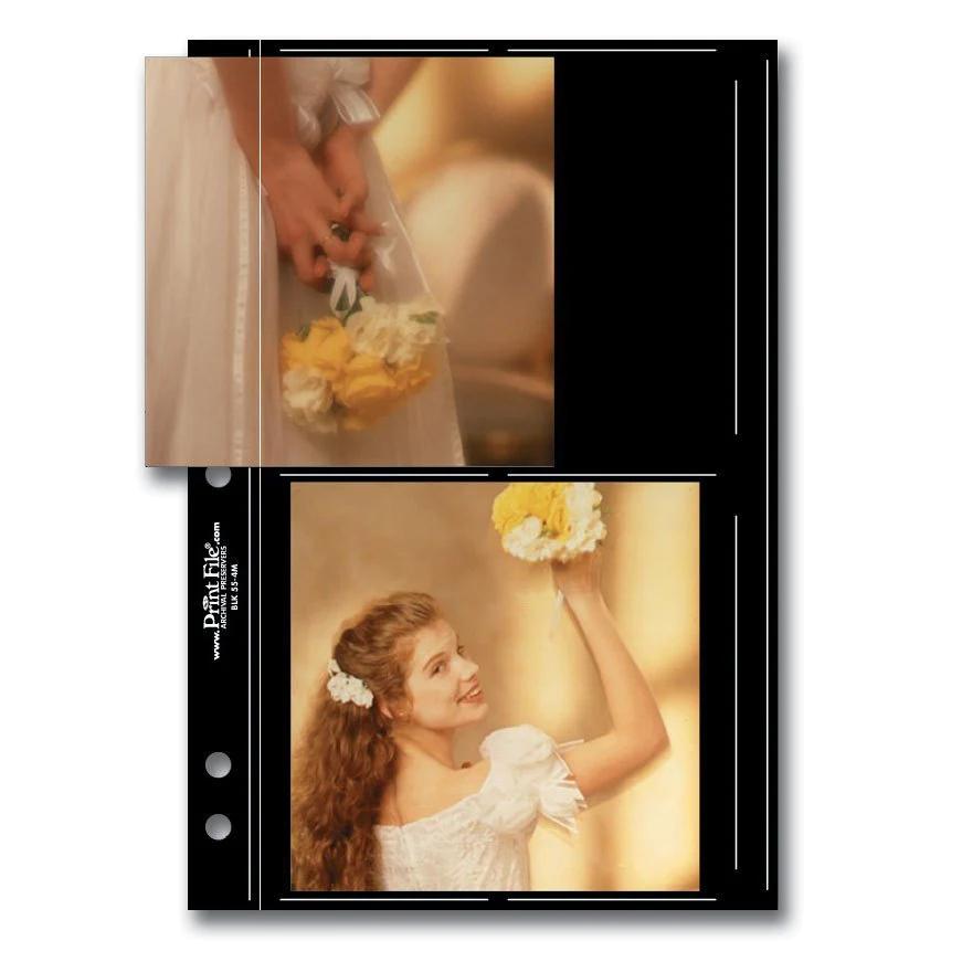 Print File Archival BLK 55-4M Album Pages - Medium (Black) for 4 Prints - 5 x 5" (25 Pack)-Premium Archival Albums & Black Album Pages-Kudos Cameras