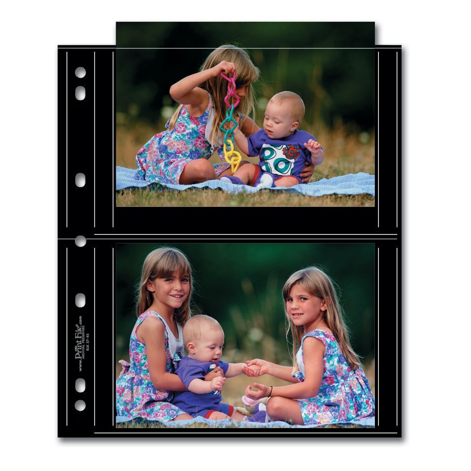 Print File Archival BLK 57-4S Album Pages - Standard (Black) for 4 Prints - 5 x 7" (25 Pack)-Premium Archival Albums & Black Album Pages-Kudos Cameras
