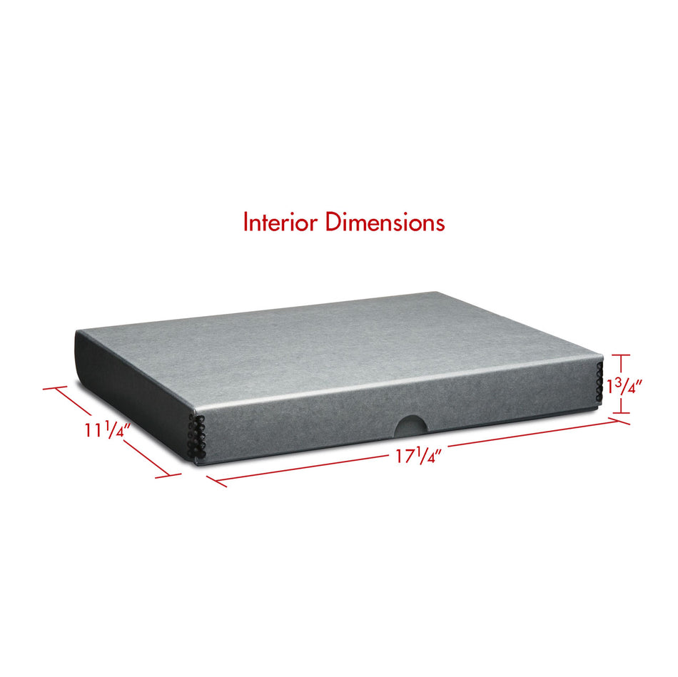 Print File Archival FSBG1117 Clamshell Metal Edge Storage Box - 11 x 17 x 1.75" (Grey)-Clamshell Metal Edge Boxes-Kudos Cameras